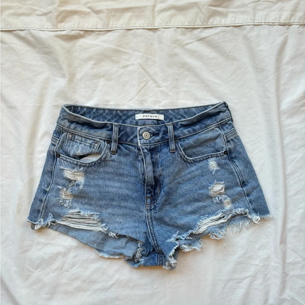 pacsun distressed high rise festival shorts ripped denim shorts